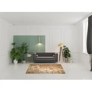 Photo of Ivory Tan And Red Floral Non Skid Area Rug