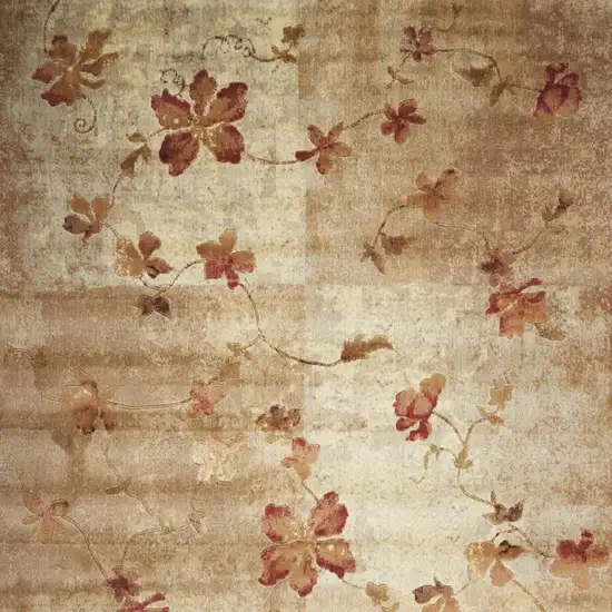 Ivory Tan And Red Floral Non Skid Area Rug Photo 4