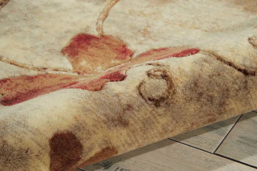 Ivory Tan And Red Floral Non Skid Area Rug Photo 9
