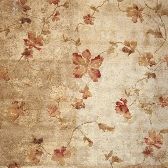 Ivory Tan And Red Floral Non Skid Area Rug Photo 7