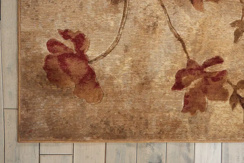 Ivory Tan And Red Floral Non Skid Area Rug Photo 6