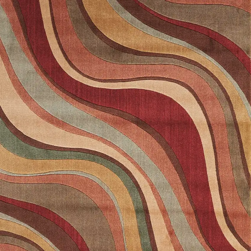 Ivory Tan And Red Striped Non Skid Area Rug Photo 7
