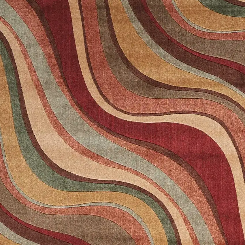 Ivory Tan And Red Striped Non Skid Area Rug Photo 2