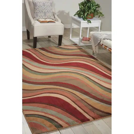 Ivory Tan And Red Striped Non Skid Area Rug Photo 4