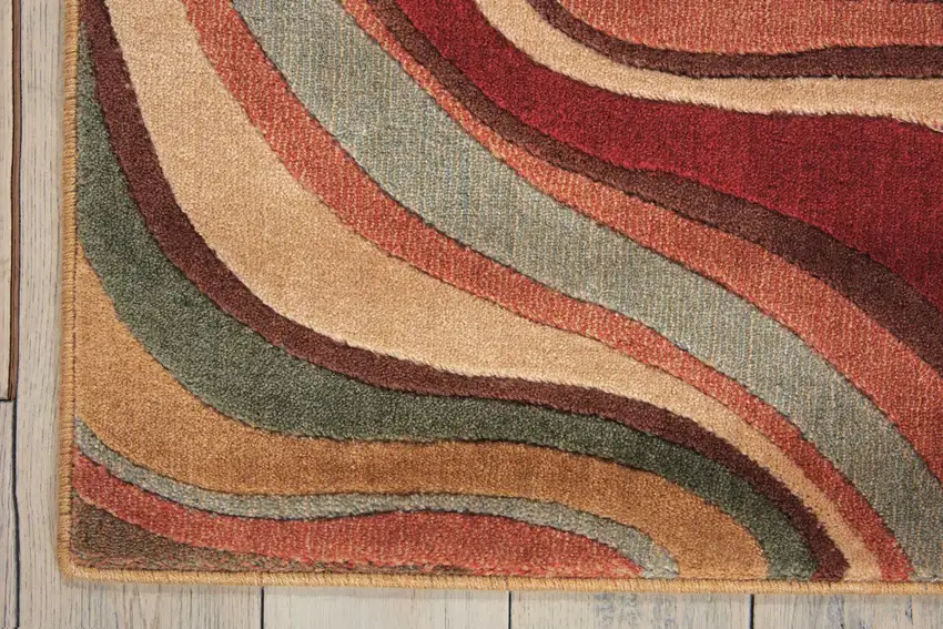 Ivory Tan And Red Striped Non Skid Area Rug Photo 5