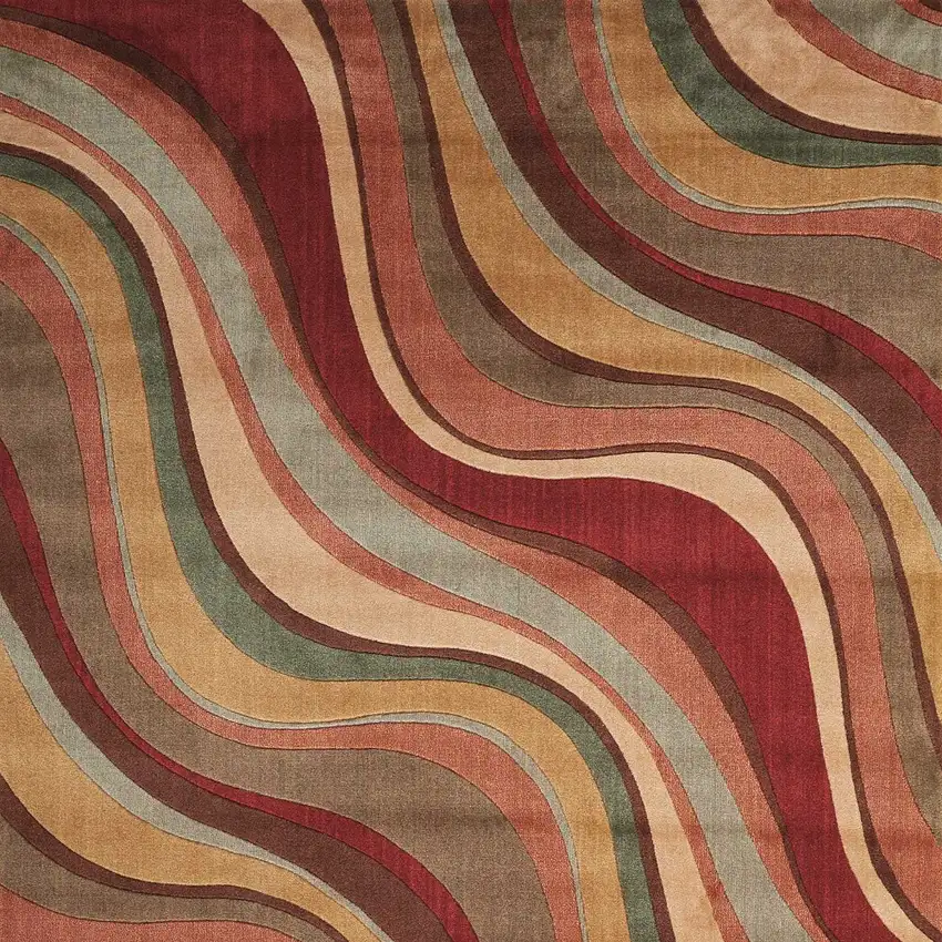 Ivory Tan And Red Striped Non Skid Area Rug Photo 8