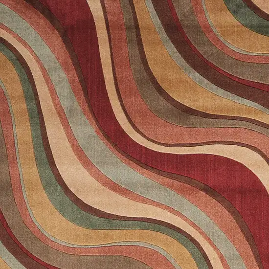 Ivory Tan And Red Striped Non Skid Area Rug Photo 7