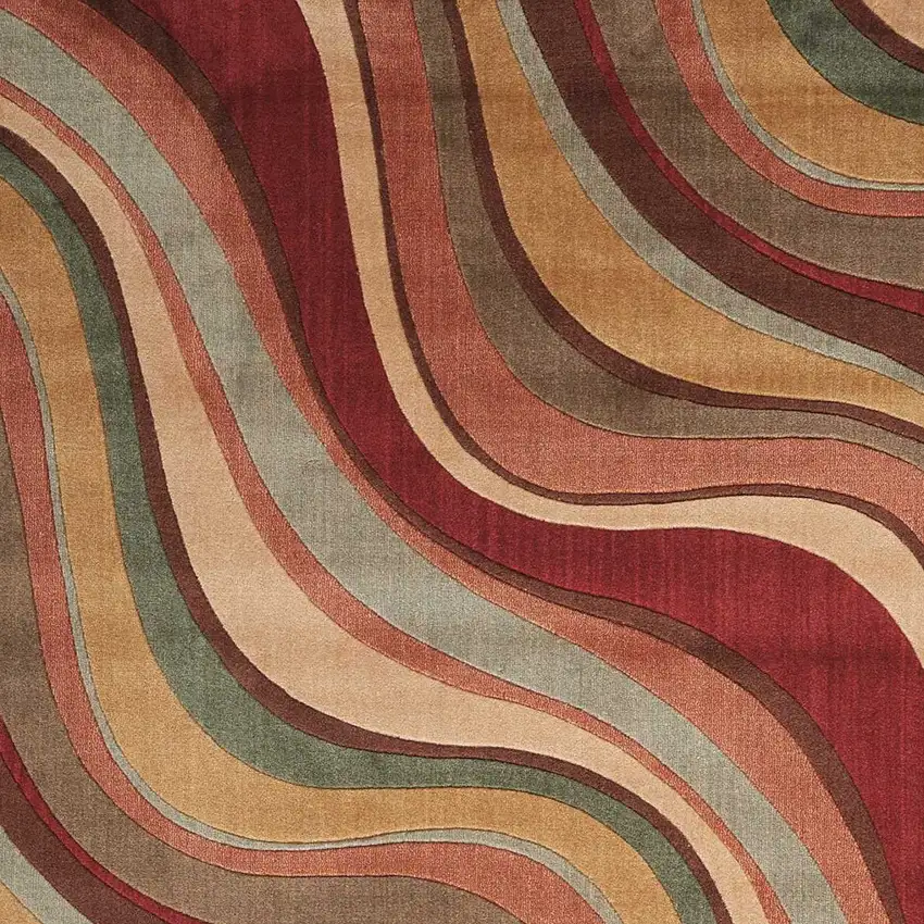 Ivory Tan And Red Striped Non Skid Area Rug Photo 7