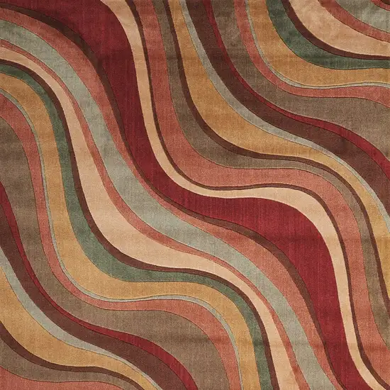 Ivory Tan And Red Striped Non Skid Area Rug Photo 8