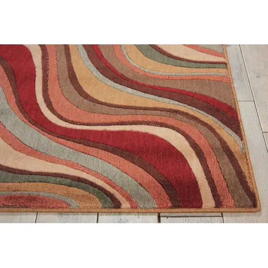 Ivory Tan And Red Striped Non Skid Area Rug Photo 9