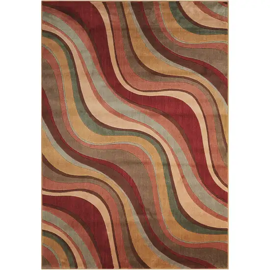 Ivory Tan And Red Striped Non Skid Area Rug Photo 5