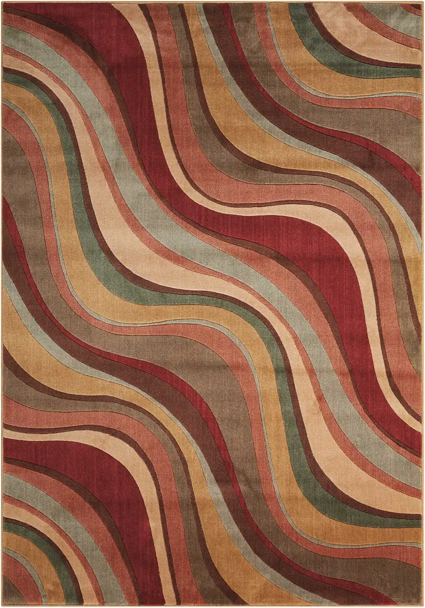 Ivory Tan And Red Striped Non Skid Area Rug Photo 5