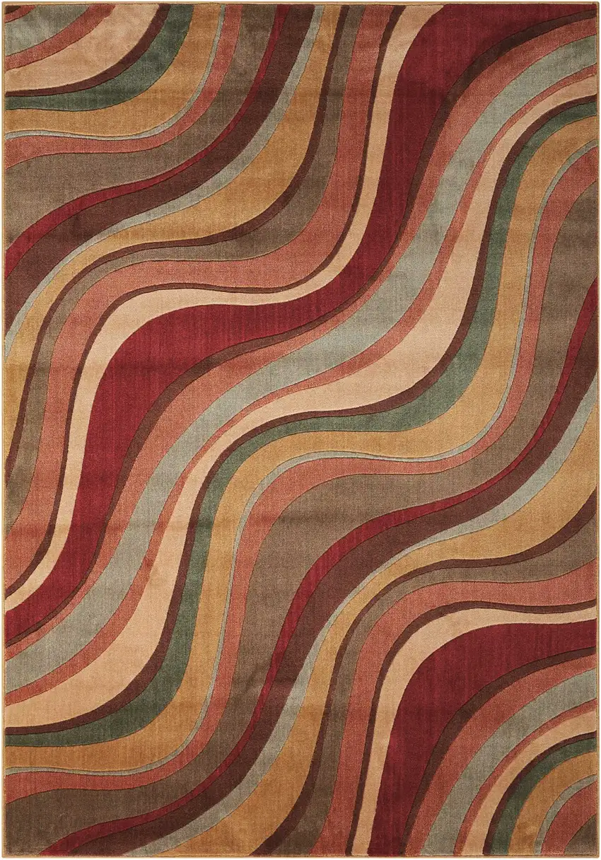 Ivory Tan And Red Striped Non Skid Area Rug Photo 2