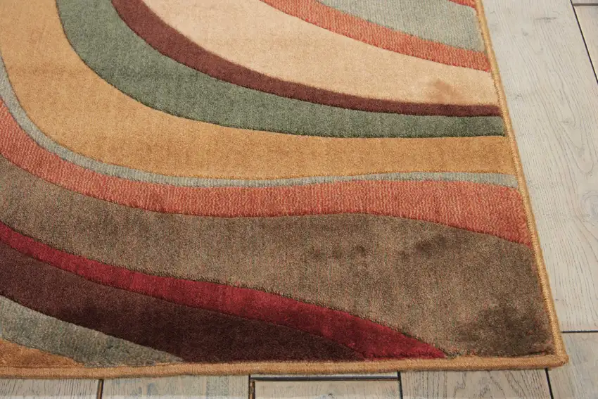 Ivory Tan And Red Striped Non Skid Area Rug Photo 8
