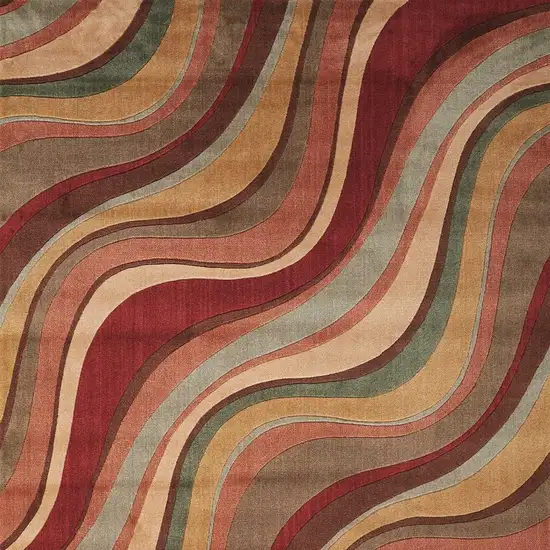 Ivory Tan And Red Striped Non Skid Area Rug Photo 3