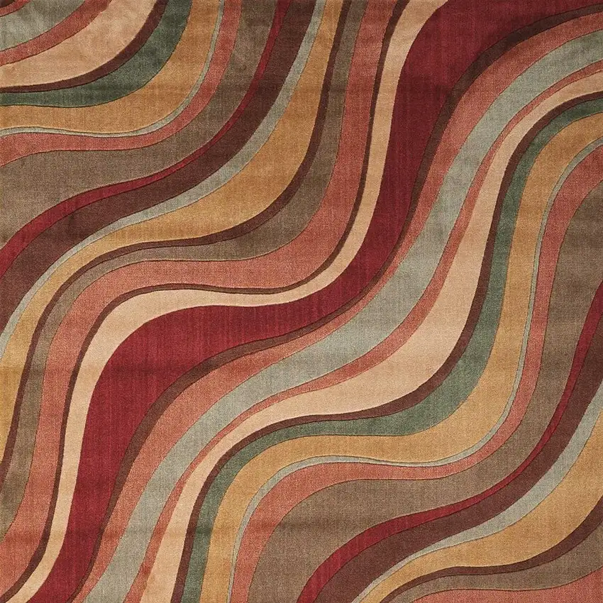 Ivory Tan And Red Striped Non Skid Area Rug Photo 3