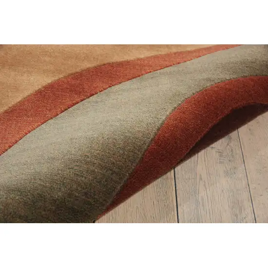 Ivory Tan And Red Striped Non Skid Area Rug Photo 9