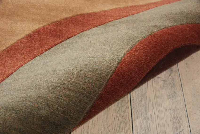 Ivory Tan And Red Striped Non Skid Area Rug Photo 9