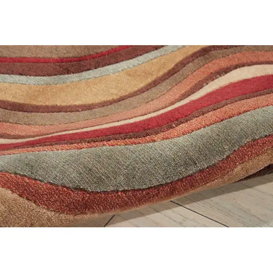 Ivory Tan And Red Striped Non Skid Area Rug Photo 7