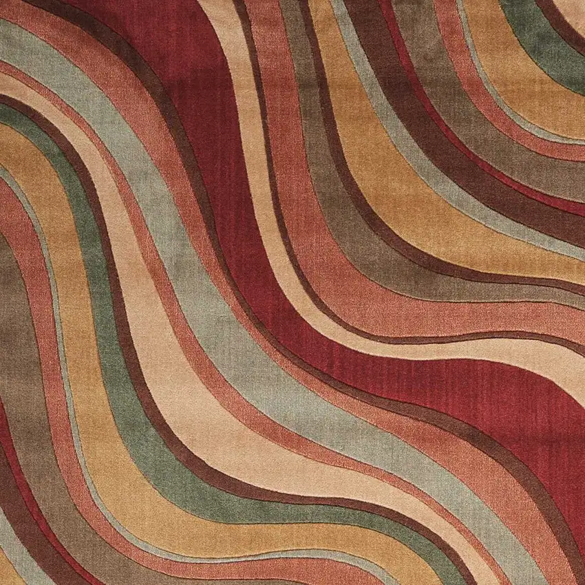 Ivory Tan And Red Striped Non Skid Area Rug Photo 8