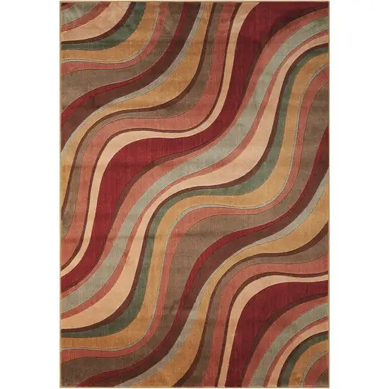 Ivory Tan And Red Striped Non Skid Area Rug Photo 4