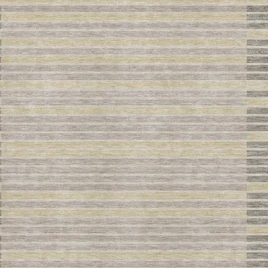 Ivory Tan And Taupe Striped Washable Area Rug With UV Protection Photo 2