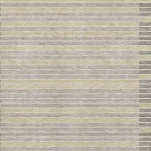 Photo of Ivory Tan And Taupe Striped Washable Area Rug With UV Protection