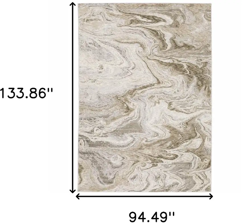 Ivory Tan Beige Grey And Brown Abstract Power Loom Stain Resistant Area Rug Photo 10