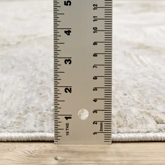 2' X 8' Ivory Tan Beige Grey And Brown Abstract Power Loom Stain Resistant Runner Rug Photo 8