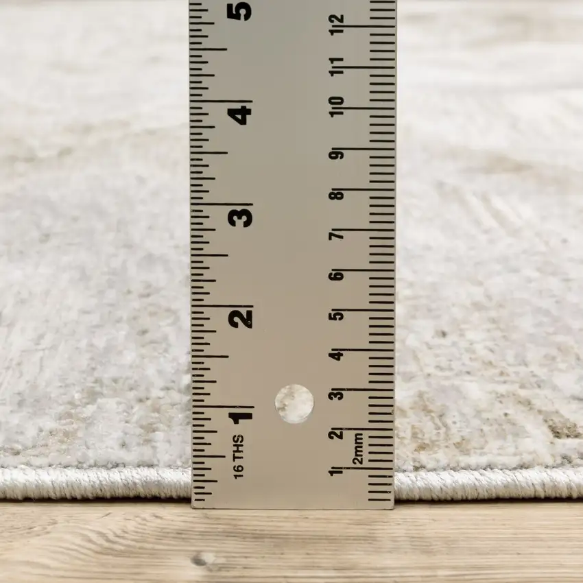 2' X 8' Ivory Tan Beige Grey And Brown Abstract Power Loom Stain Resistant Runner Rug Photo 8