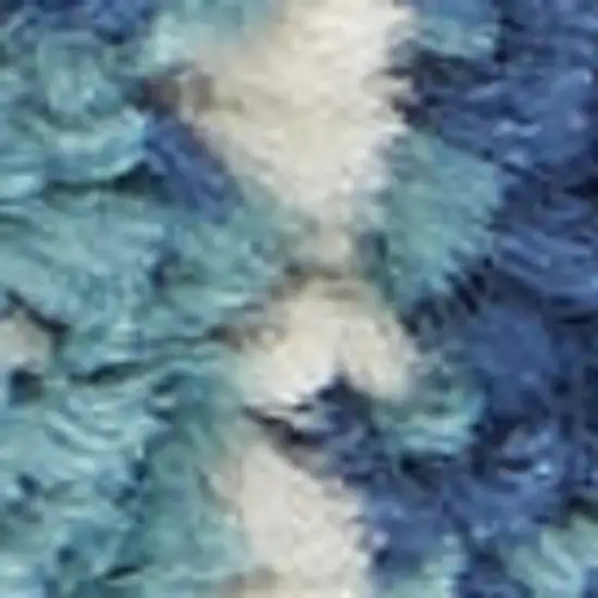 Ivory Tan and Blue Abstract Distressed Non Skid Area Rug Photo 3