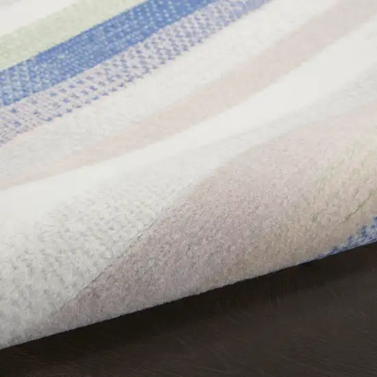 Ivory Tan and Blue Abstract Distressed Non Skid Area Rug Photo 7