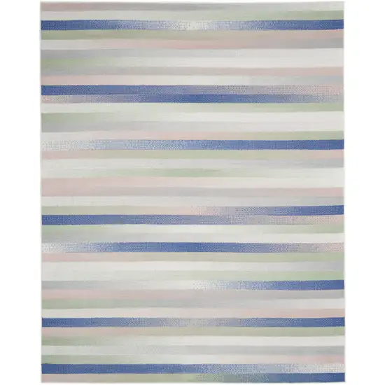 Ivory Tan and Blue Abstract Distressed Non Skid Area Rug Photo 8