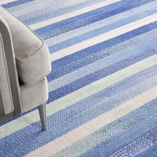 Ivory Tan and Blue Abstract Distressed Non Skid Area Rug Photo 5