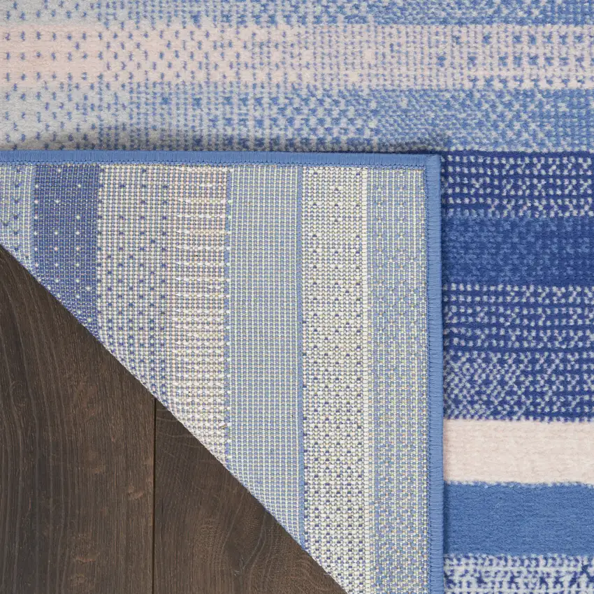 Ivory Tan and Blue Abstract Distressed Non Skid Area Rug Photo 8