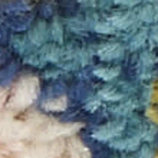 Ivory Tan and Blue Abstract Distressed Non Skid Area Rug Photo 7