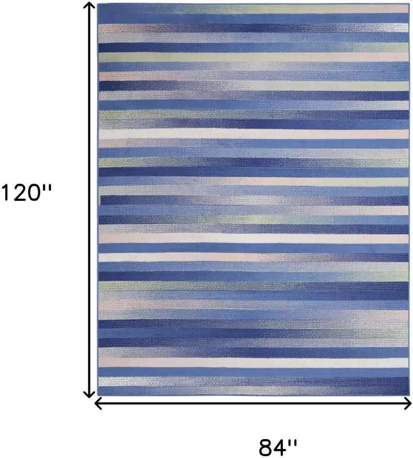 Ivory Tan and Blue Abstract Distressed Non Skid Area Rug Photo 3