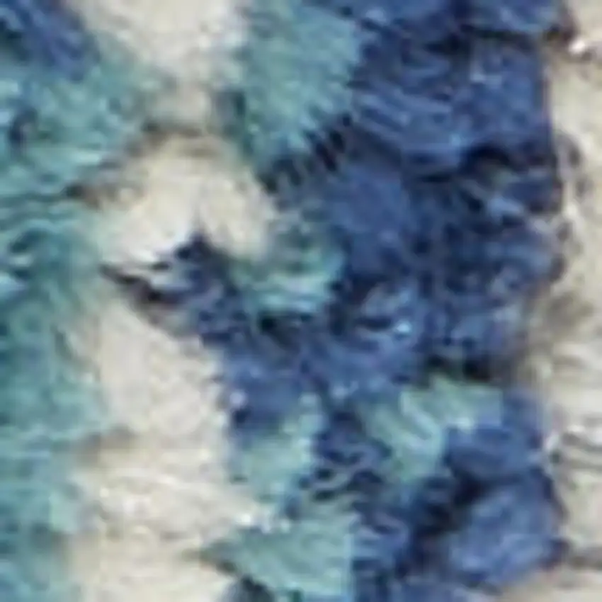 Ivory Tan and Blue Abstract Distressed Non Skid Area Rug Photo 3