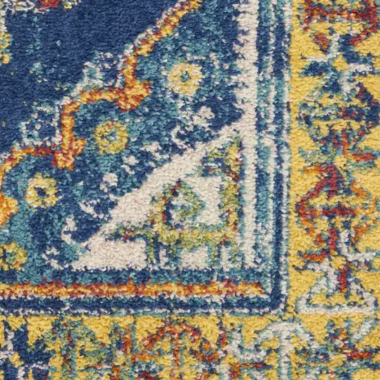 Ivory Tan and Blue Abstract Distressed Non Skid Area Rug Photo 1