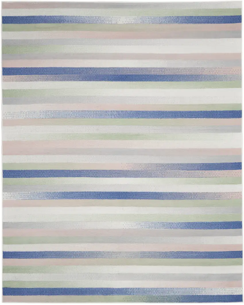 Ivory Tan and Blue Abstract Distressed Non Skid Area Rug Photo 2