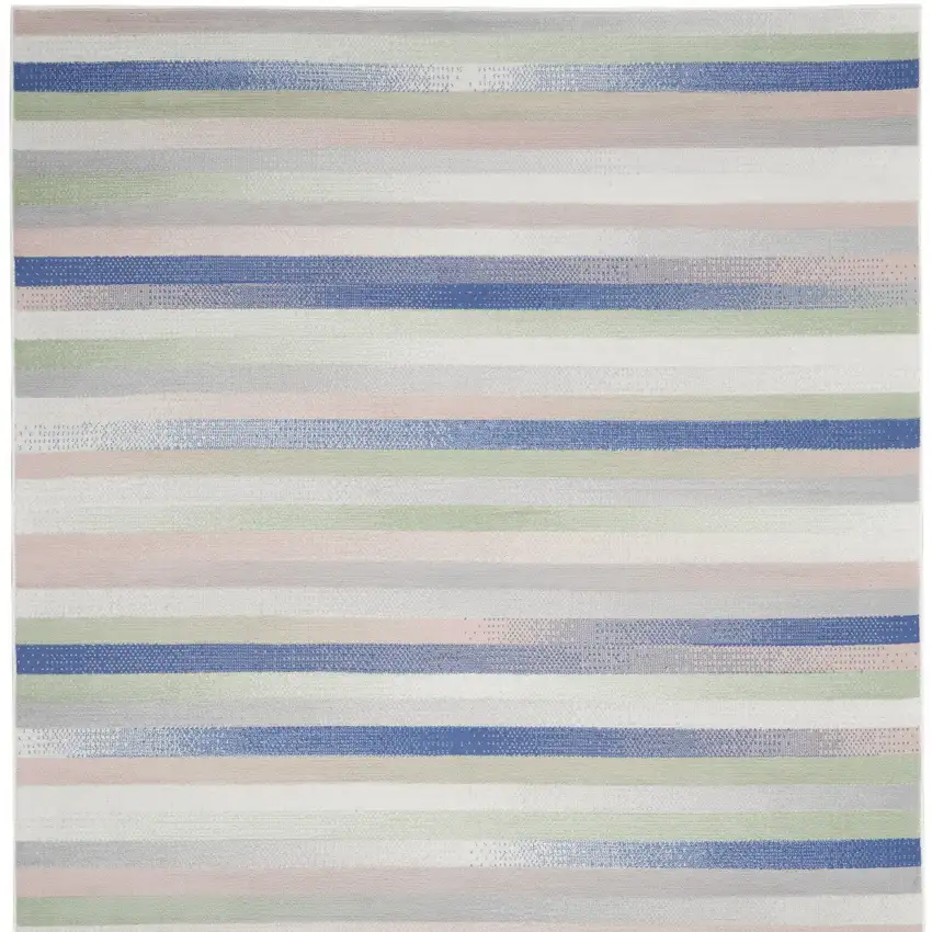 Ivory Tan and Blue Abstract Distressed Non Skid Area Rug Photo 7