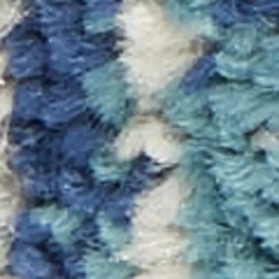 Ivory Tan and Blue Abstract Distressed Non Skid Area Rug Photo 6