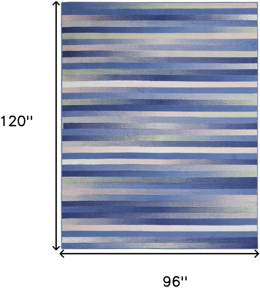 Ivory Tan and Blue Abstract Distressed Non Skid Area Rug Photo 3
