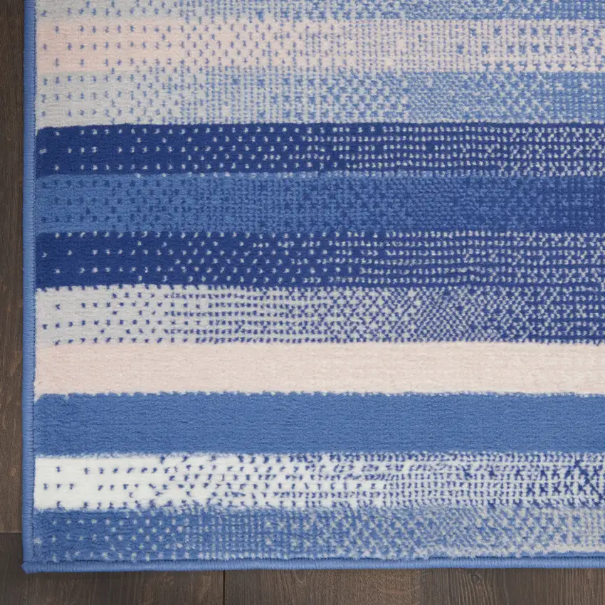Ivory Tan and Blue Abstract Distressed Non Skid Area Rug Photo 4