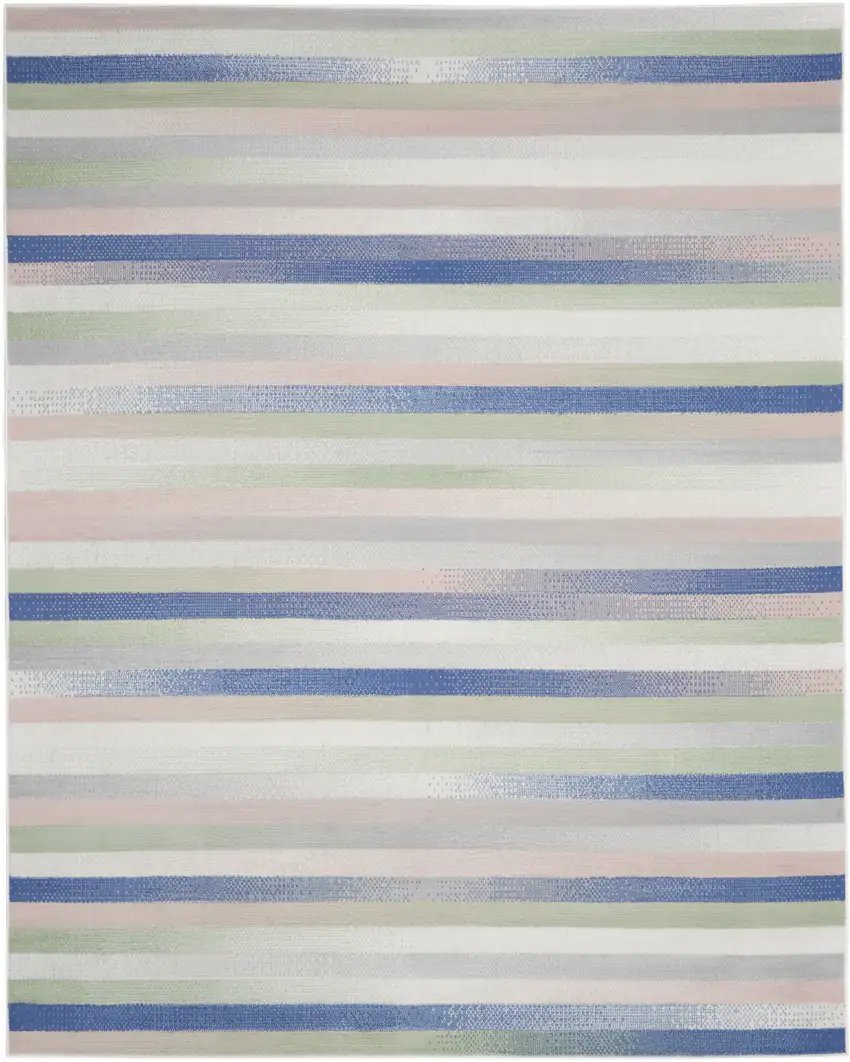 Ivory Tan and Blue Abstract Distressed Non Skid Area Rug Photo 1