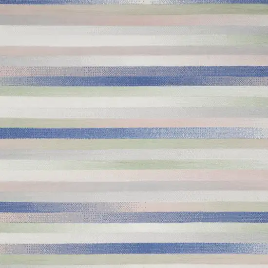 Ivory Tan and Blue Abstract Distressed Non Skid Area Rug Photo 2