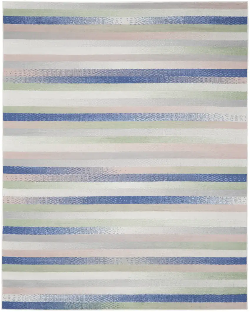 Ivory Tan and Blue Abstract Distressed Non Skid Area Rug Photo 7