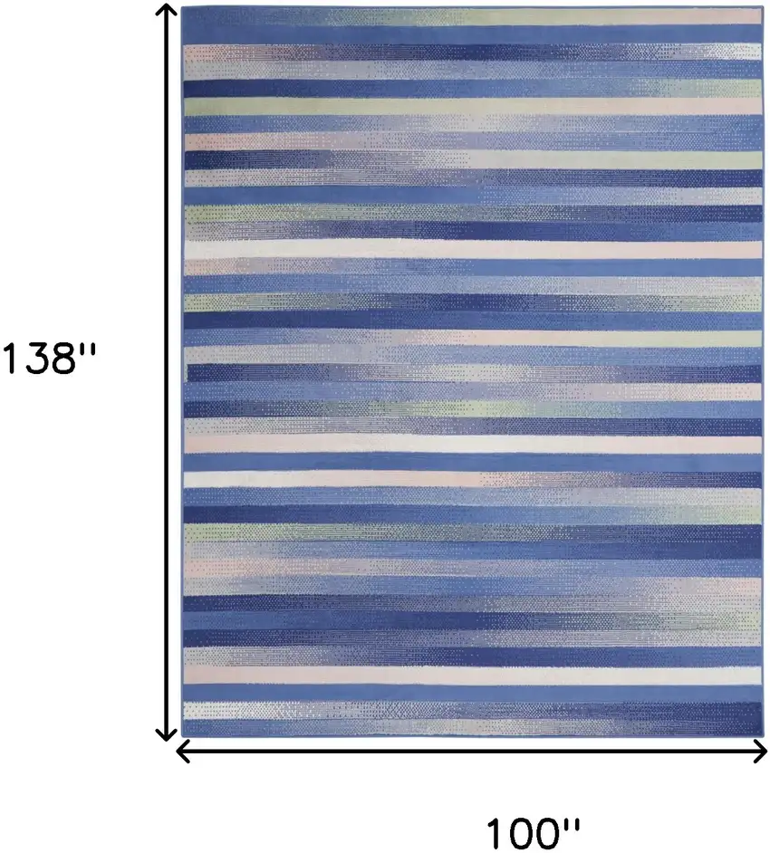 Ivory Tan and Blue Abstract Distressed Non Skid Area Rug Photo 3
