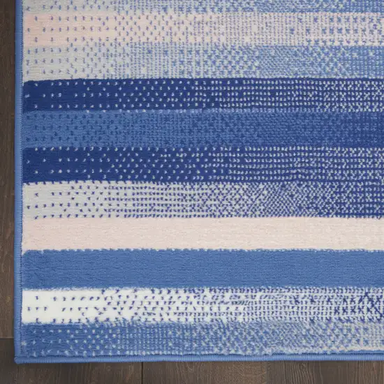 Ivory Tan and Blue Abstract Distressed Non Skid Area Rug Photo 7