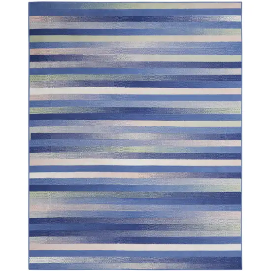 Ivory Tan and Blue Abstract Distressed Non Skid Area Rug Photo 1